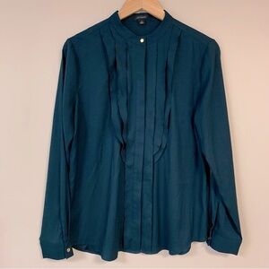 Ann Taylor Blouse Women's Medium Green Flowy Business Professional Office Shirt